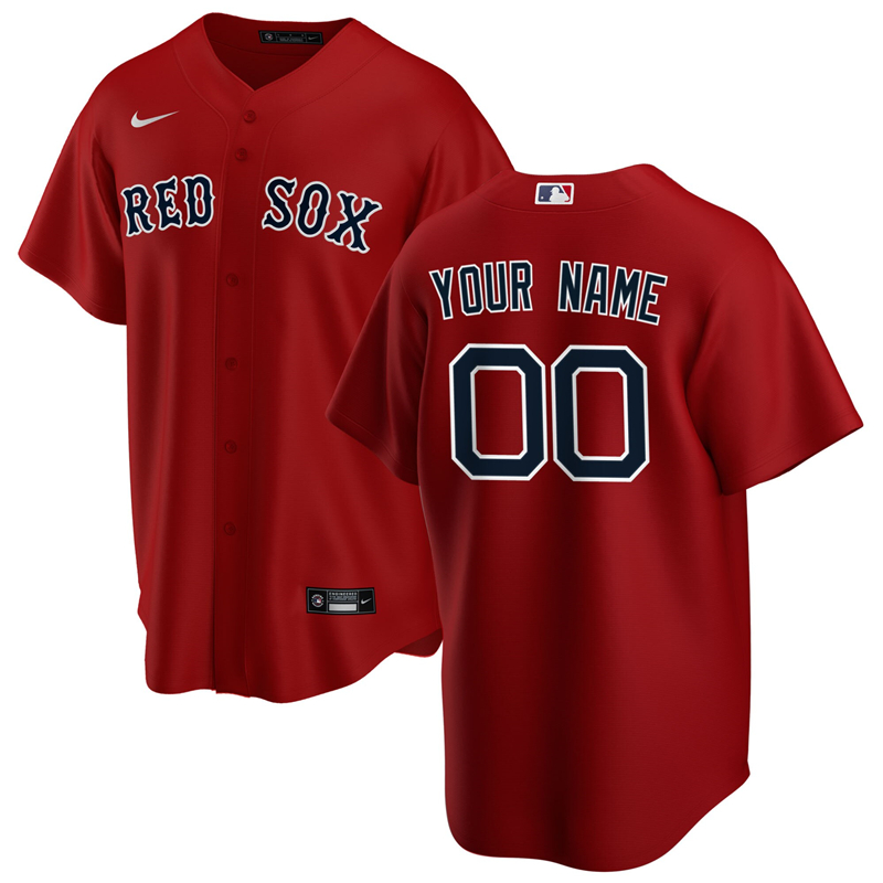2020 MLB Men Boston Red Sox Nike Red Alternate 2020 Replica Custom Jersey 1